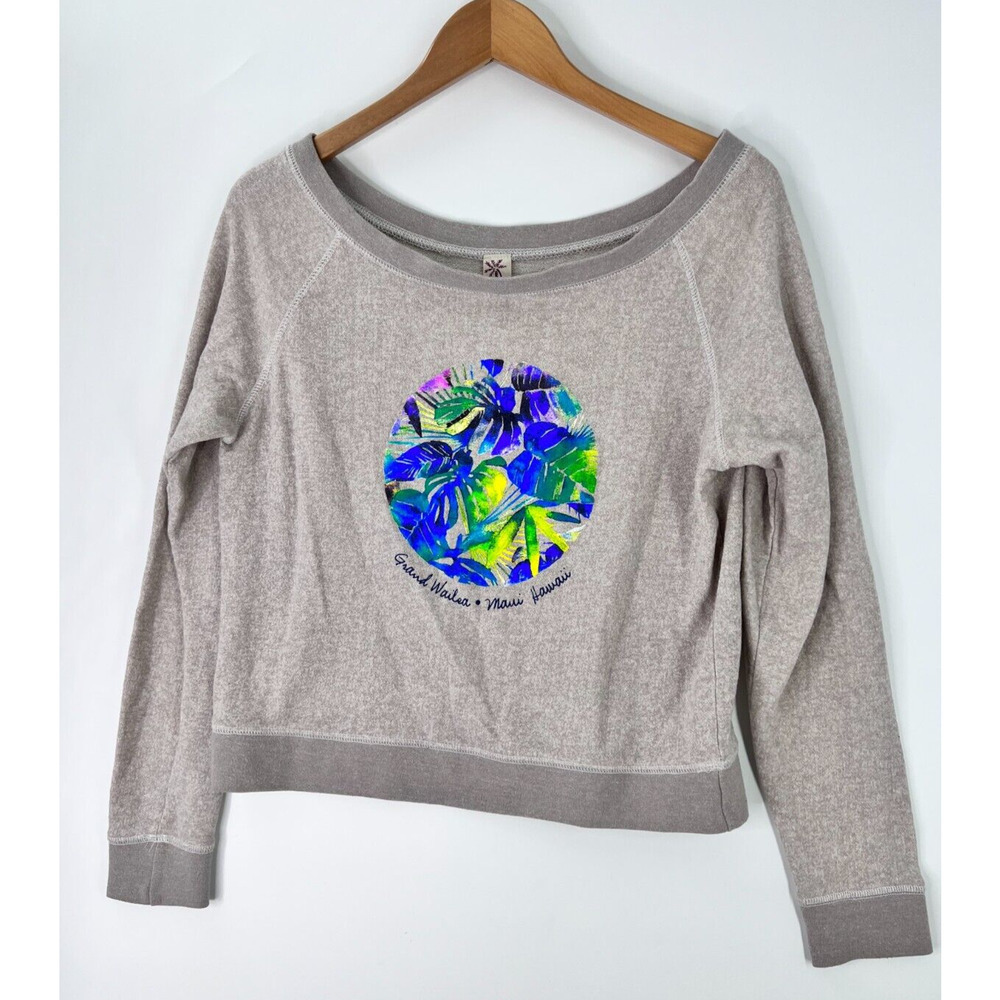 Coastal Classics Grand Wailea Maui Hawaii Pullover Sweatshirt Gray Womens Medium